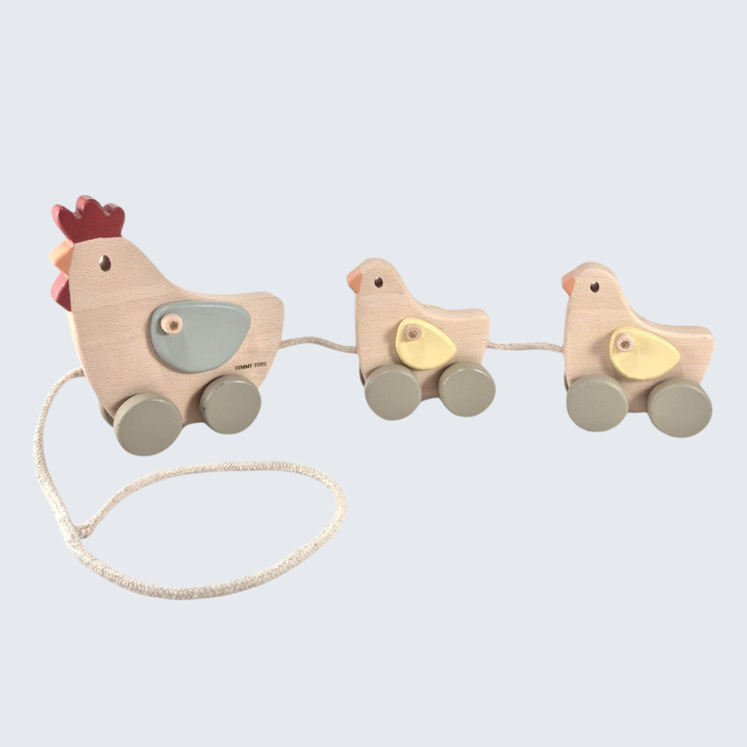 Chicken Lick'n family Pull-Along - Wooden Baby Toy