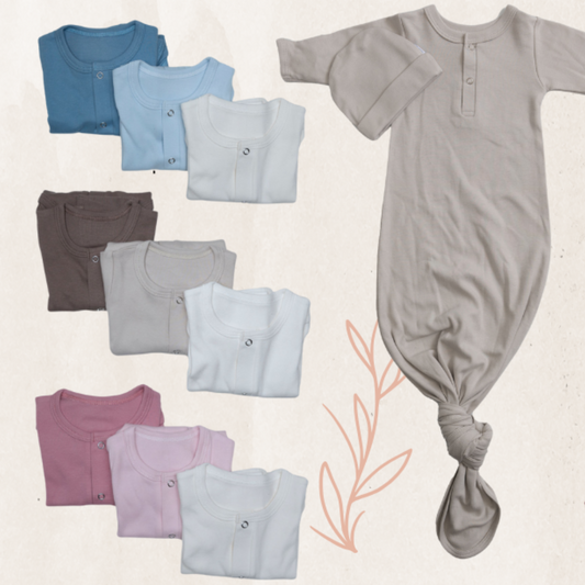 Knotted Sleep Onesie and Beanie Set