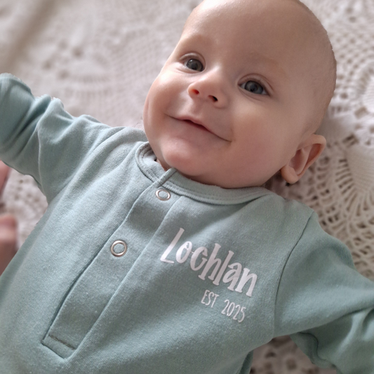 Personalised Knotted Sleep Onesie and Beanie Set