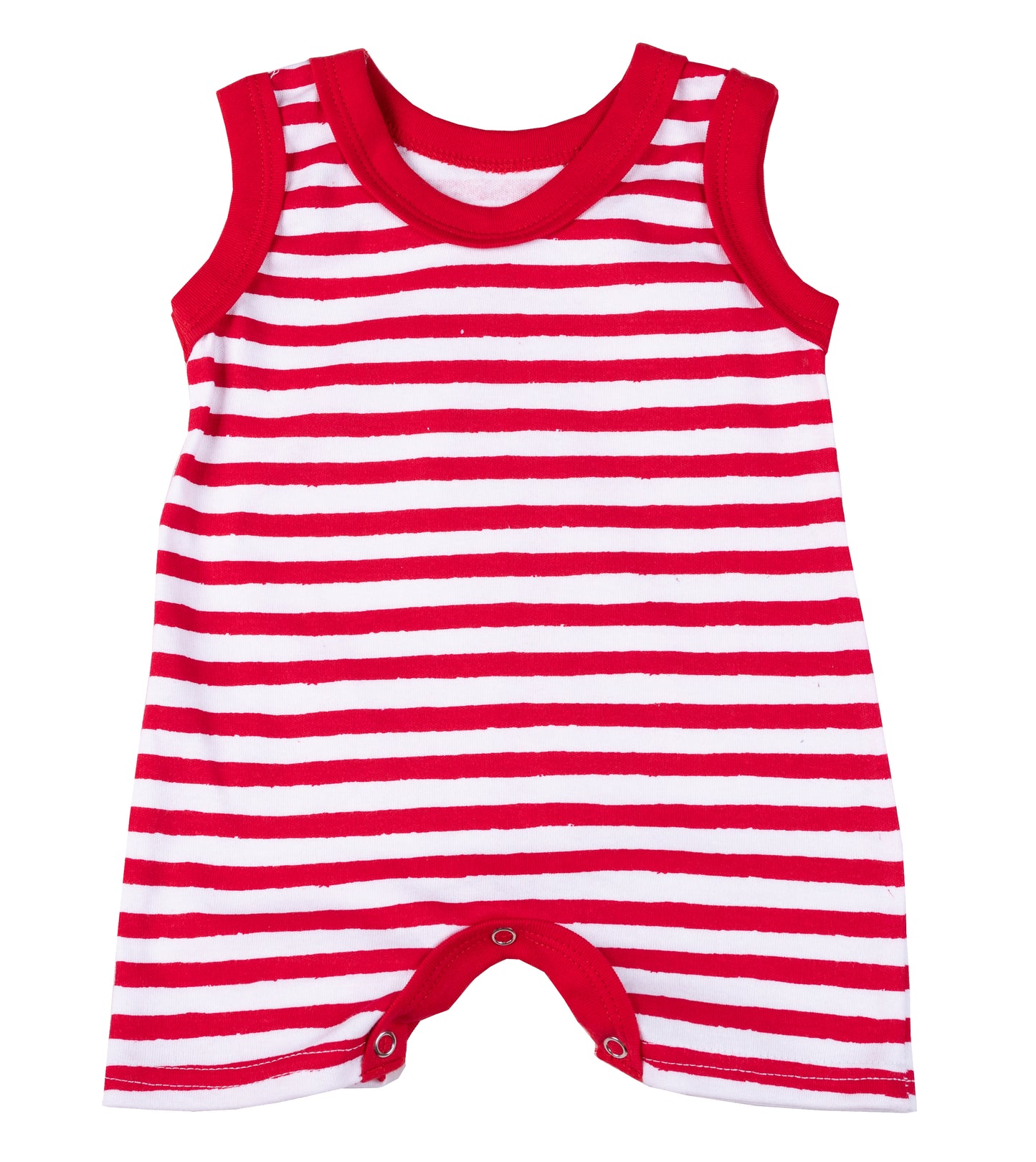 Baby Red Striped Sleeveless Short Romper - Little Lumps
