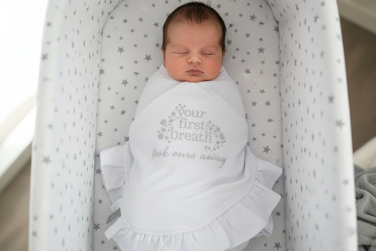 Embroidered White baby outfit for coming home