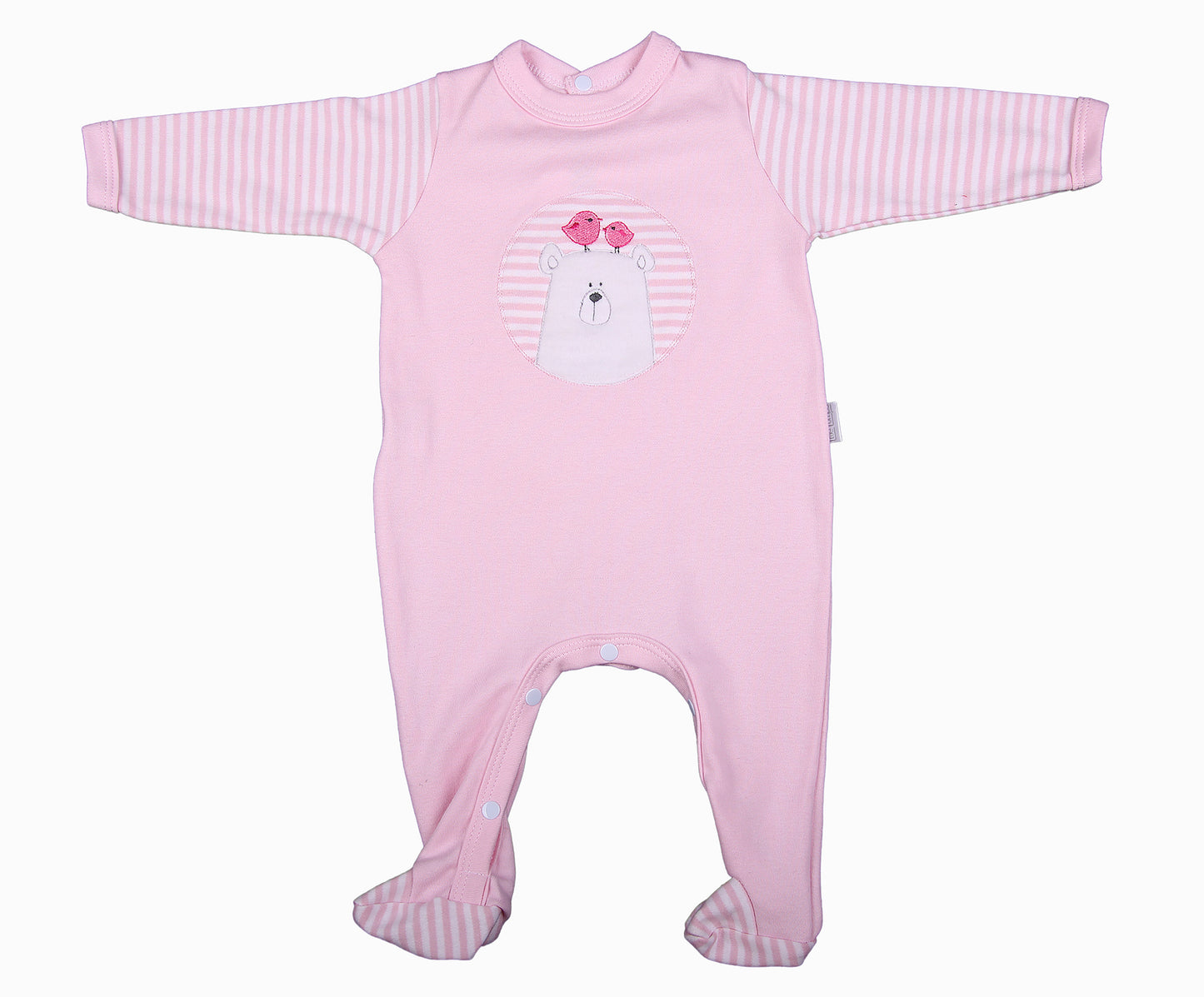 Embroidered Bear Babygro In Blue Or Pink - Little Lumps