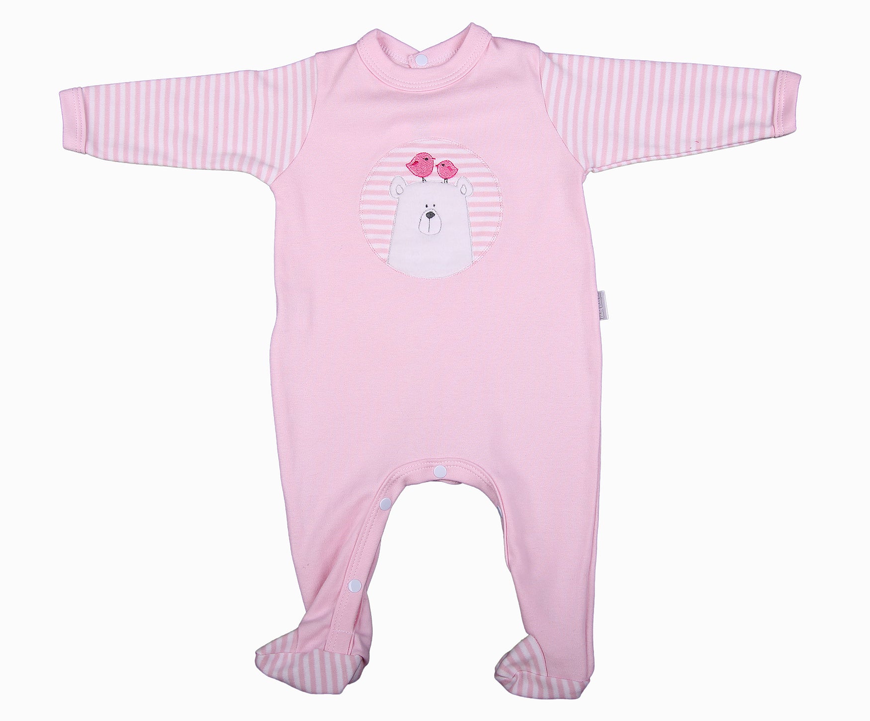 Embroidered Bear Babygro In Blue Or Pink - Little Lumps