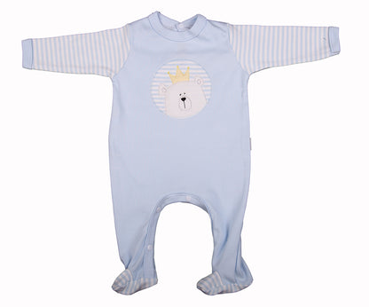 Embroidered Bear Babygro In Blue Or Pink - Little Lumps